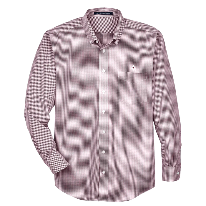 Tiny Tree Woven Gingham Shirt SHOP ROGUE WEAR Long Sleeve 3XL-Burgundy