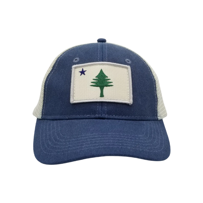 ME Flag Patch Stone Wash Trucker Hat SHOP ROGUE WEAR Hats Navy