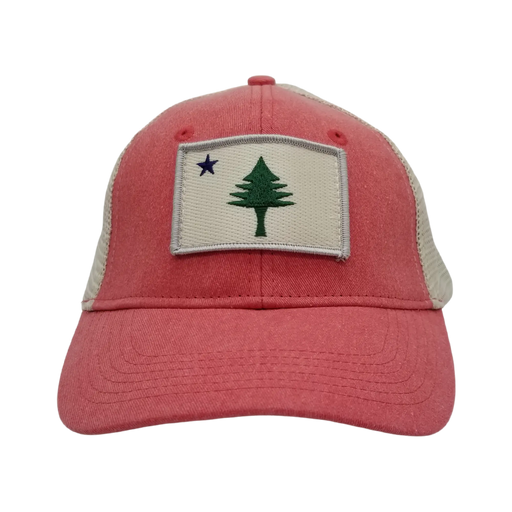 ME Flag Patch Stone Wash Trucker Hat SHOP ROGUE WEAR Hats Color-Red