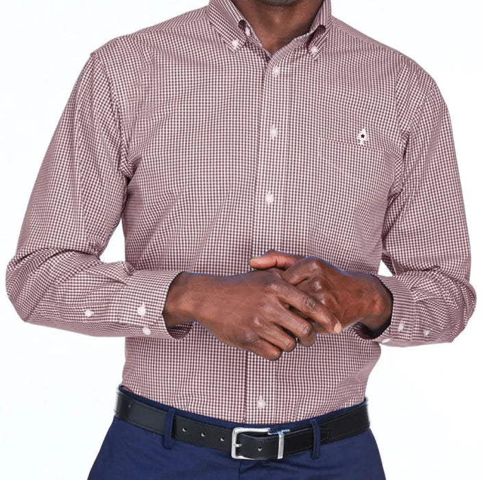 Tiny Tree Woven Gingham Shirt SHOP ROGUE WEAR Long Sleeve