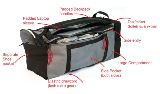 The Getaway Hybrid Backpack 50L - Coal/Black Rogue Wear Bags